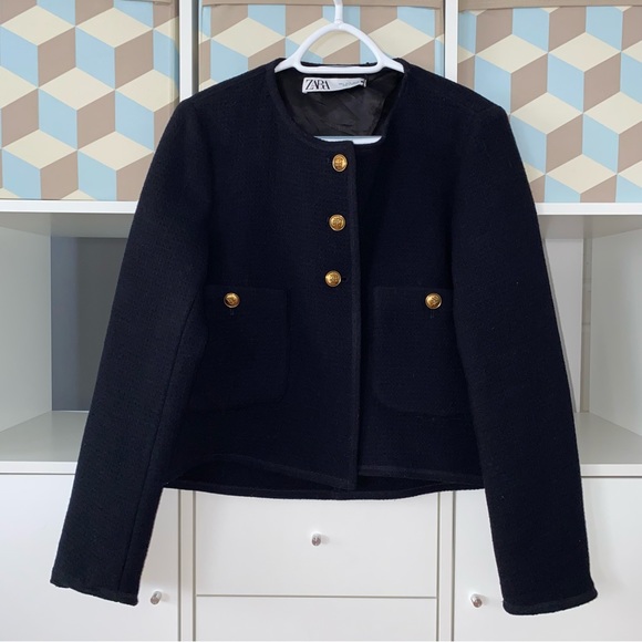 Zara METAL BUTTON JACKET - Navy blue - Picture 9 of 14
